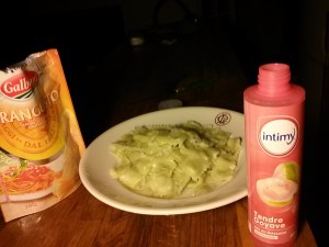 mé dézormai célèbre : raviole parmesan/gel de massage