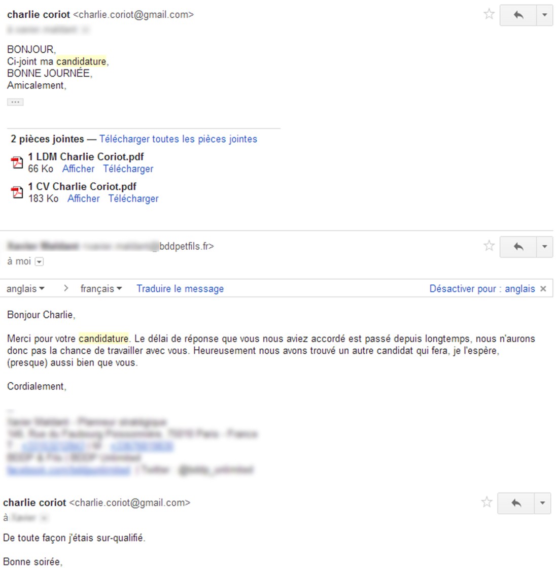 PRETENTION surqualifié