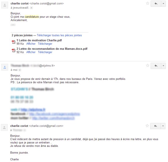 TRISTESSE oui pour un stage